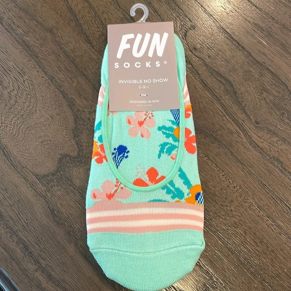 Green Floral Invisible No Show Fun Socks